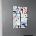 Close-up of the glossy finish and thick magnetic backing on a custom square picture magnet by Guddee.