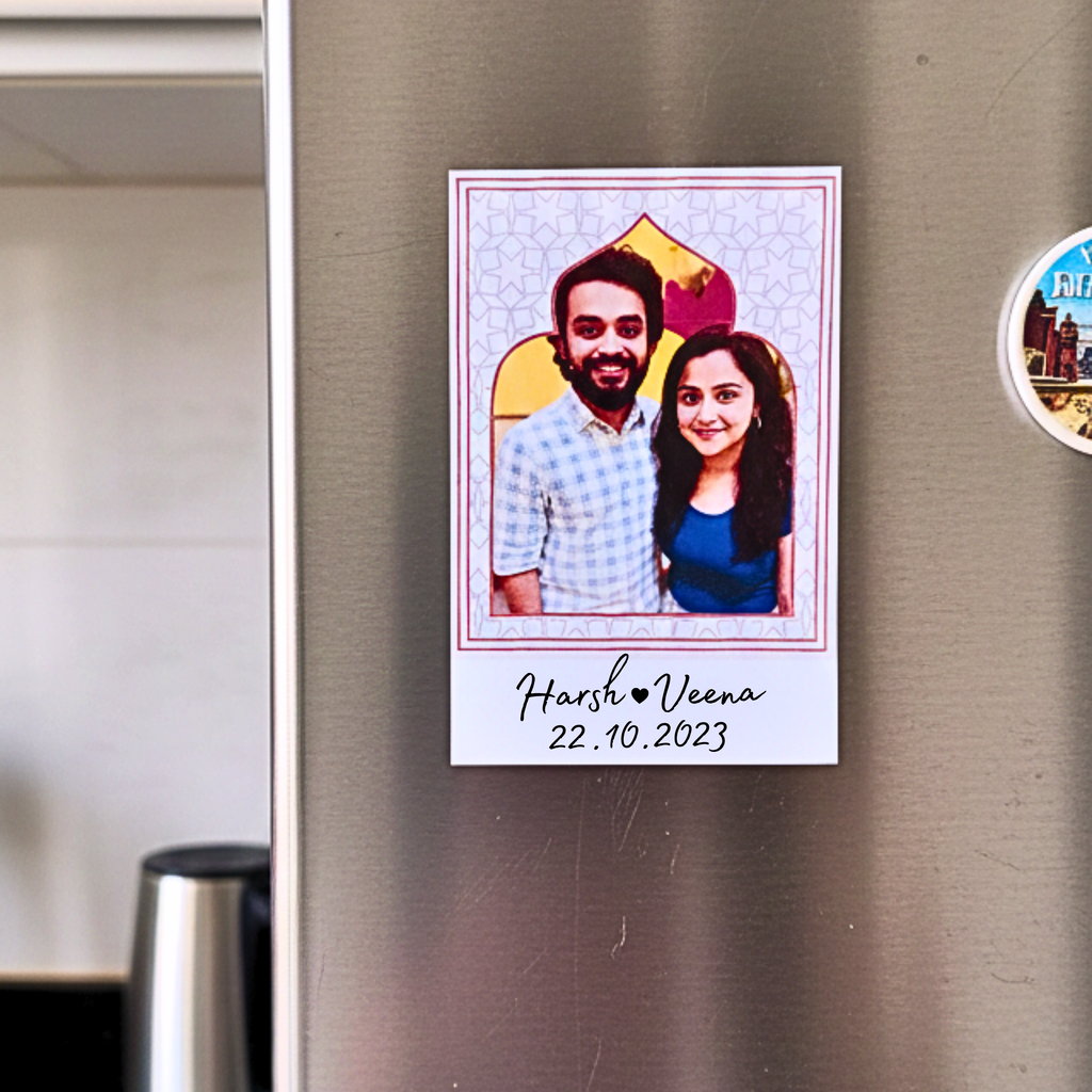 Mahal Love Personalised Wallet Card and Magnet by Guddee, a 2-in-1 custom romantic anniversary gift for couples.