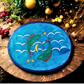 Fish and sea design handcrafted blue pottery table decor mat