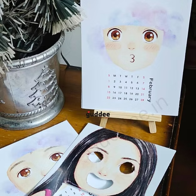 Personalised “12 Months – 12 Moods” Face Cut-Out Desk Calendar 2026
