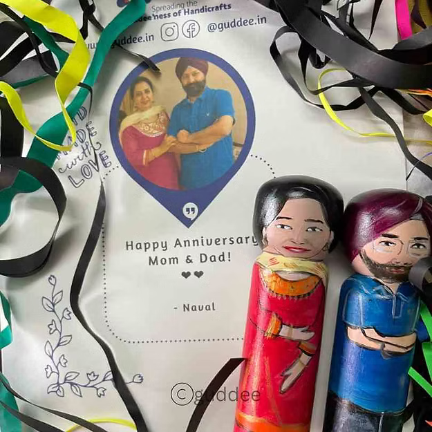 Five Medium Personalized Handpainted Wood dolls