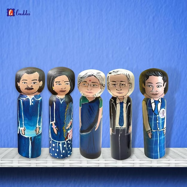 Five Medium Personalized Handpainted Wood dolls