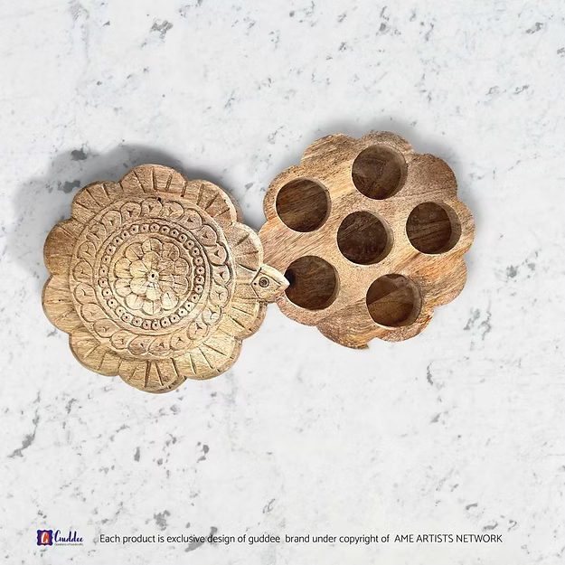 Circle shaped 6 in 1 multipurpose wooden box