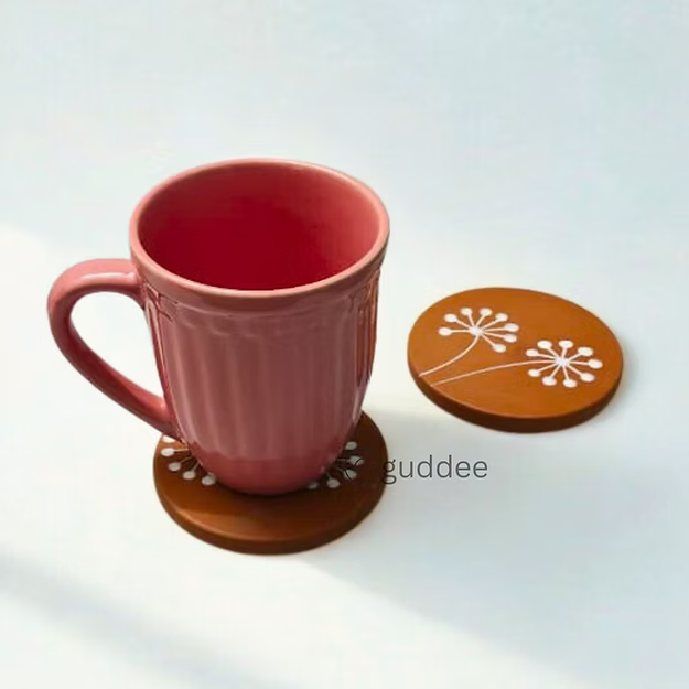 Set of 2 Dandelion Terracotta Coaster