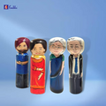 Four Medium Personalized Handpainted Wood dolls