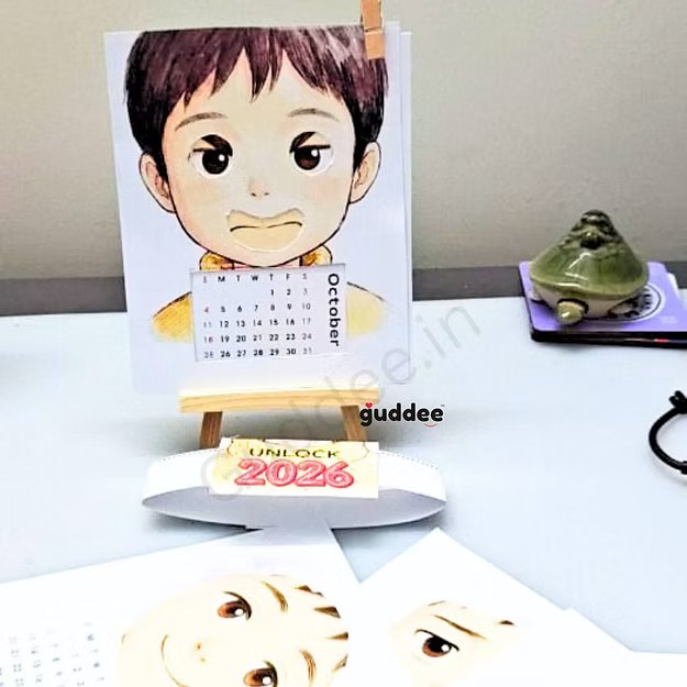 Personalised “12 Months – 12 Moods” Face Cut-Out Desk Calendar 2026