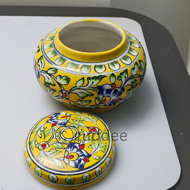 Decorative Storage Box - Round Yellow