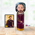 Large personalized young male caricature doll custom-crafted to look like a boyfriend or wedding groom