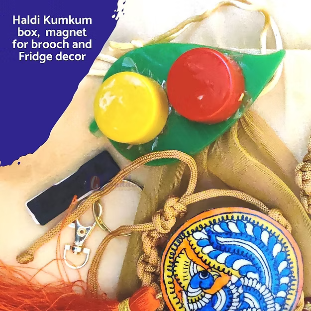 Close-up of the detailed artisan cutting and stitching on the premium eco-friendly synthetic leather peacock rakhi.