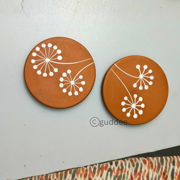 Set of 2 Dandelion Terracotta Coaster
