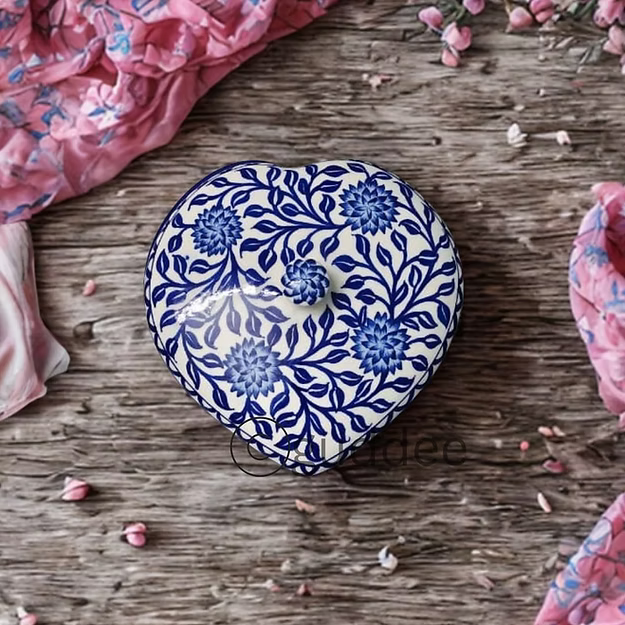 Decorative Storage Box - Heart Blue