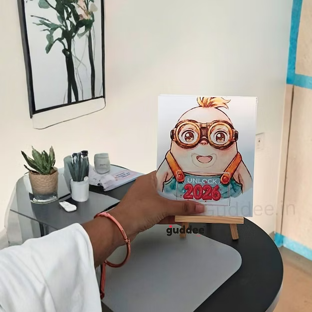 Cute minion inspired human– 12 Months · 12 Moods Desk Calendar 2026