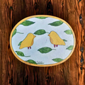 Bird motif handcrafted blue pottery table decor mat