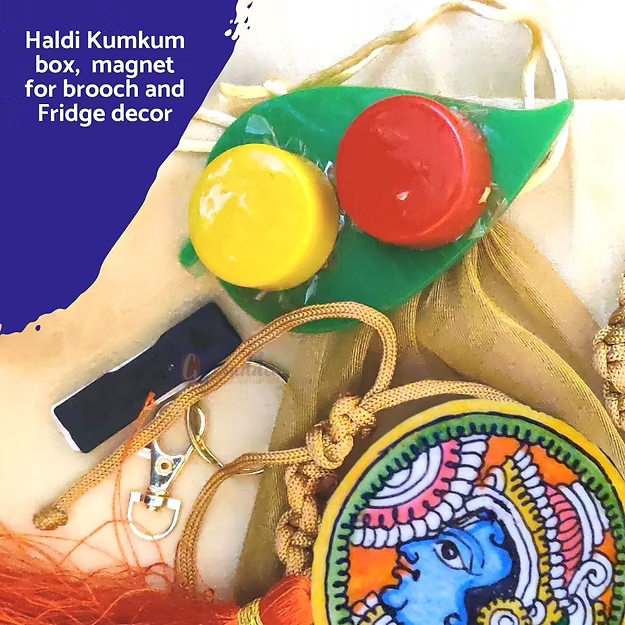 Close-up of the intricate artisan carving of Lord Krishna on premium eco-friendly synthetic leather festive rakhi thread.