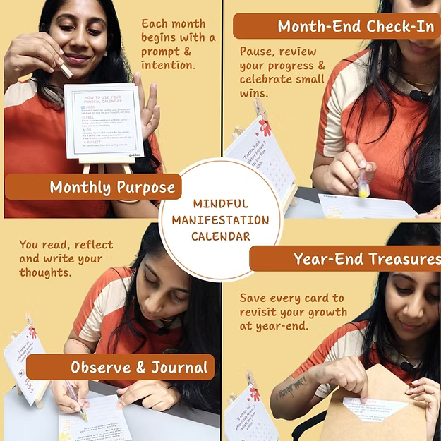 Mindful manifestation Name caricature desk calendar + personalised doll