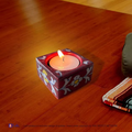 Maroon Square Floral design pottery tea light holder