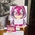 Red Mask Buddy –Deadpool Inspired Illustrated Desk Calendar 2026
