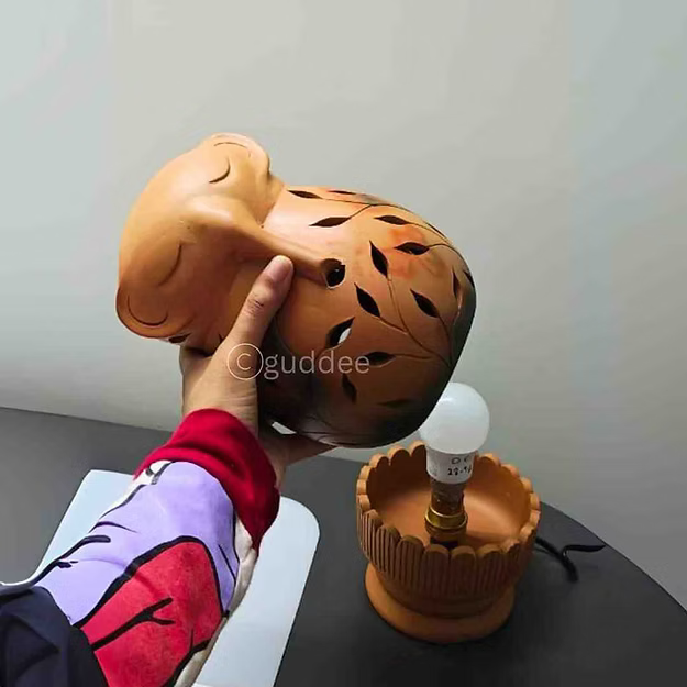 Elephant terracotta clay handcrafted table Lamp