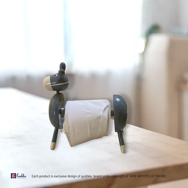 Donkey grey tissue paper accessory holder showing the front tissue slot and matte finish silhouette by Guddee.