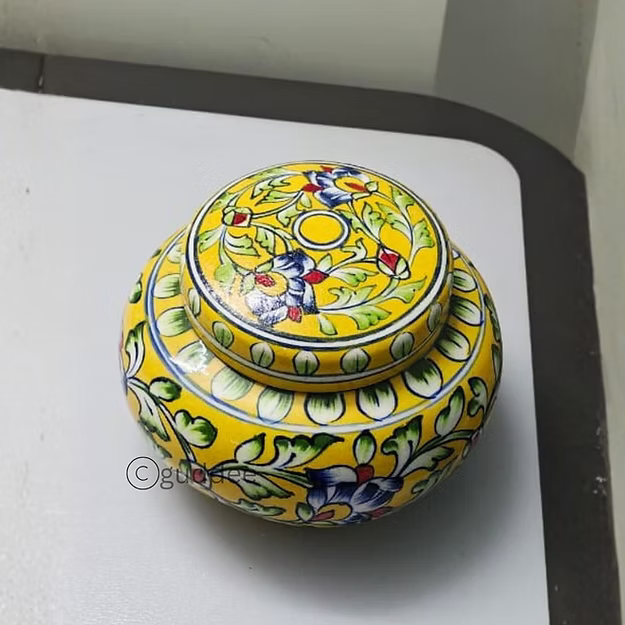 Decorative Storage Box - Round Yellow