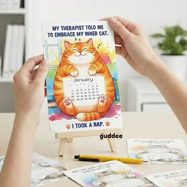 Cat lover quirky desk calendar 2026