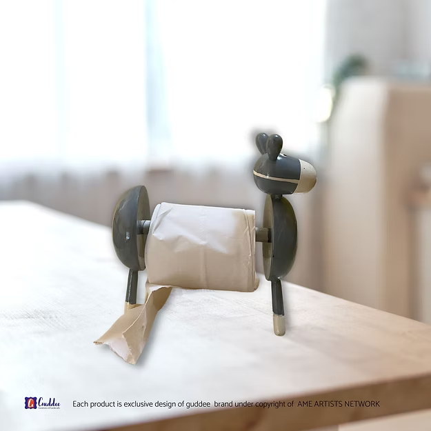 Donkey grey tissue paper accessory holder showing the front tissue slot and matte finish silhouette by Guddee.