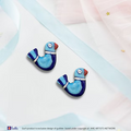 Blue Couple bird traditional fridge magnet showcasing the hand-painted folk art patterns and details by Guddee.