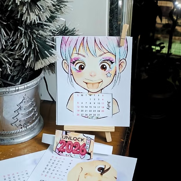 Chaos Cutie – Harley Quinn–Inspired Illustrated Desk Calendar 2026