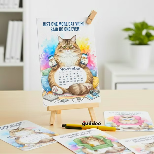 Cat lover quirky desk calendar 2026