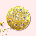 Yellow Handcrafted Blue pottery Wall plates cum Fruit plate