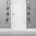 Symmetrical vertical synthetic leather elephant hanging panels styled beautifully on either side of a traditional home entryway.