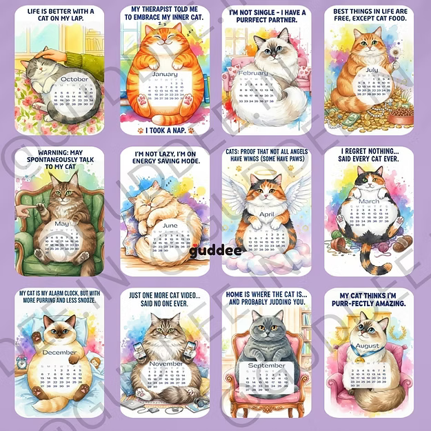 Cat lover quirky desk calendar 2026