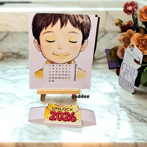 Personalised “12 Months – 12 Moods” Face Cut-Out Desk Calendar 2026