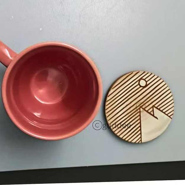 Set of 2 Mountains Sunrise Terracotta Coaster