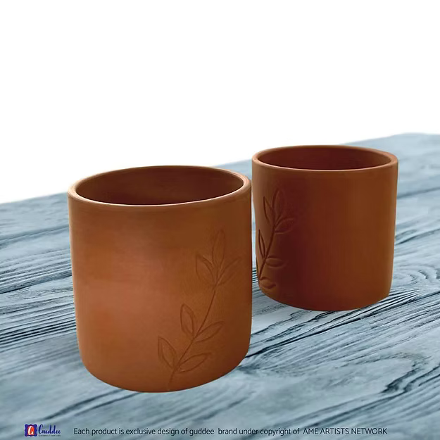 Floral carved Terracotta kullad