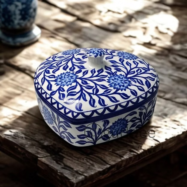 Decorative Storage Box - Heart Blue