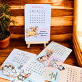 Dog Desk Calendar 2026 – Illustrated Monthly Quote Cards with Quirky Neon-Sign