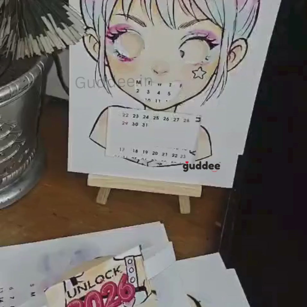 Chaos Cutie – Harley Quinn–Inspired Illustrated Desk Calendar 2026